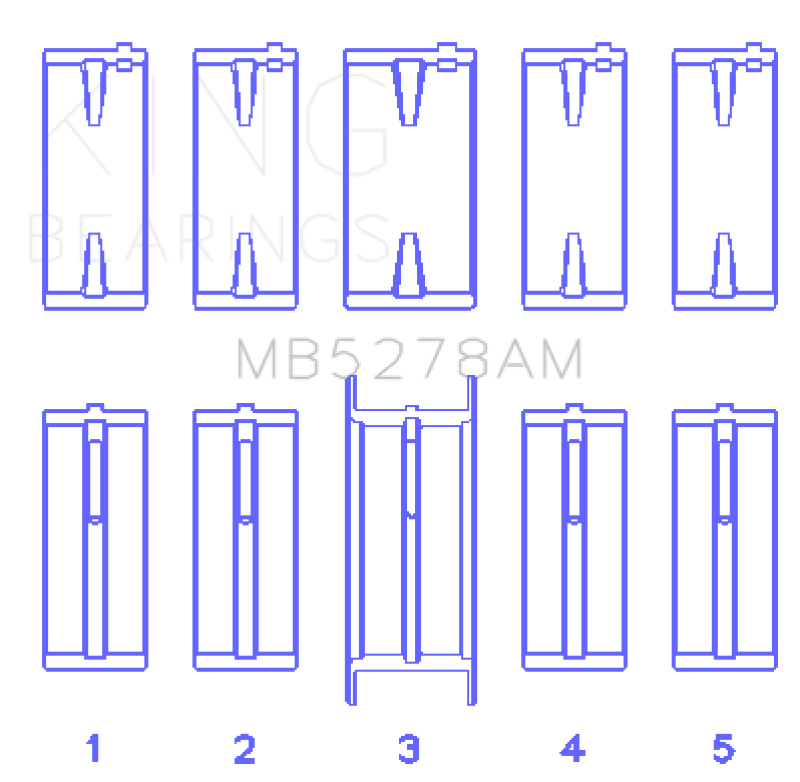 King Engine Bearings Ford 140Ci /2.3Liter/L4 (Size +0.25mm) Main Bearing Set