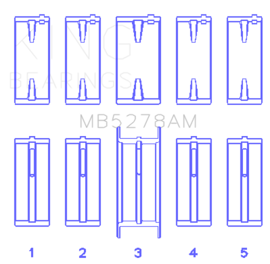 King Engine Bearings Ford 140Ci /2.3Liter/L4 (Size +0.25mm) Main Bearing Set