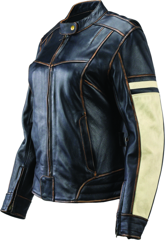 River Road Dame Vintage Leather Jacket Black Womens - Small