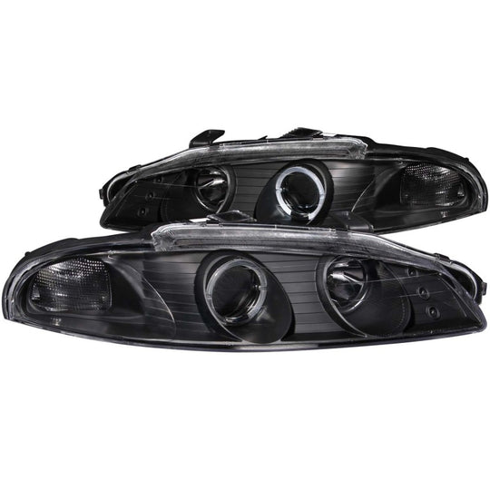 ANZO 1997-1999 Mitsubishi Eclipse Projector Headlights w/ Halo Black G2