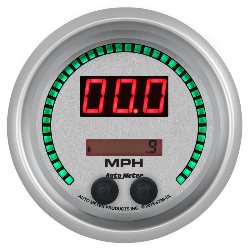 Autometer 85.7mm Silver Switchable 260 MPH / 260 KM/H Speedometer Ultra-Lite Elite Digital Gauge