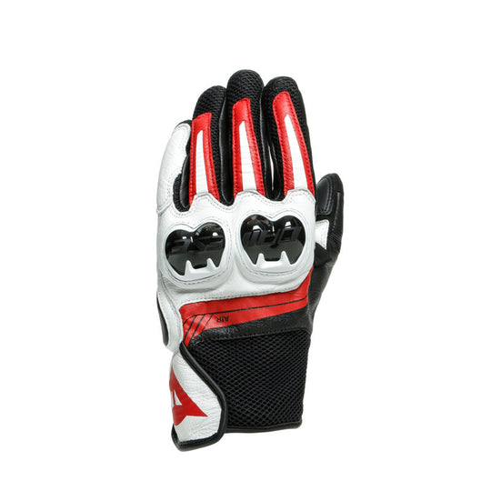 Dainese Mig 3 Unisex Leather Gloves Black/Red Spray/White - XS