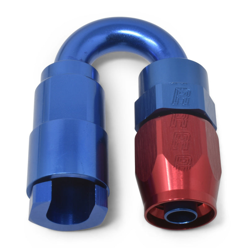 Russell Performance 5/16in SAE Quick Disc Female to -6 Hose Red/Blue 180 Degree Hose End