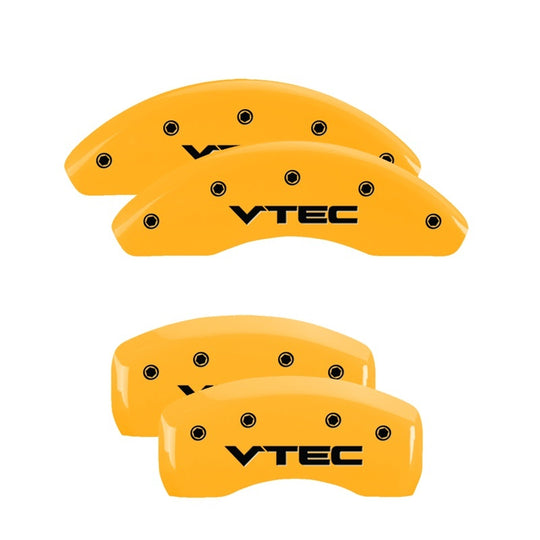 MGP 4 Caliper Covers Engraved Front & Rear Vtech Yellow Finish Black Char 2007 Honda Accord