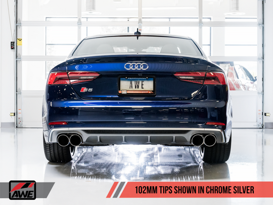 AWE Tuning Audi B9 S5 Coupe 3.0T Track Edition Exhaust - Chrome Silver Tips (102mm)