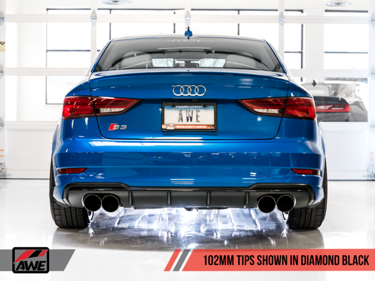 AWE Tuning Audi 8V S3 SwitchPath Exhaust w/Diamond Black Tips 102mm