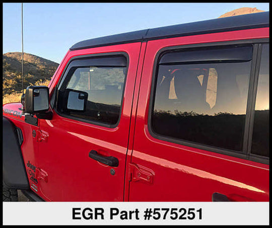 EGR 2018 jeep Wrangler JL SlimLine In-Channel WindowVisors Set of 4 - Dark Smoke