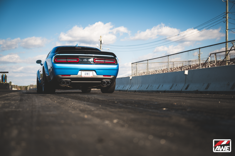 AWE Tuning 2015+ Dodge Challenger 6.4L/6.2L SC Track Edition Exhaust - Quad Chrome Silver Tips