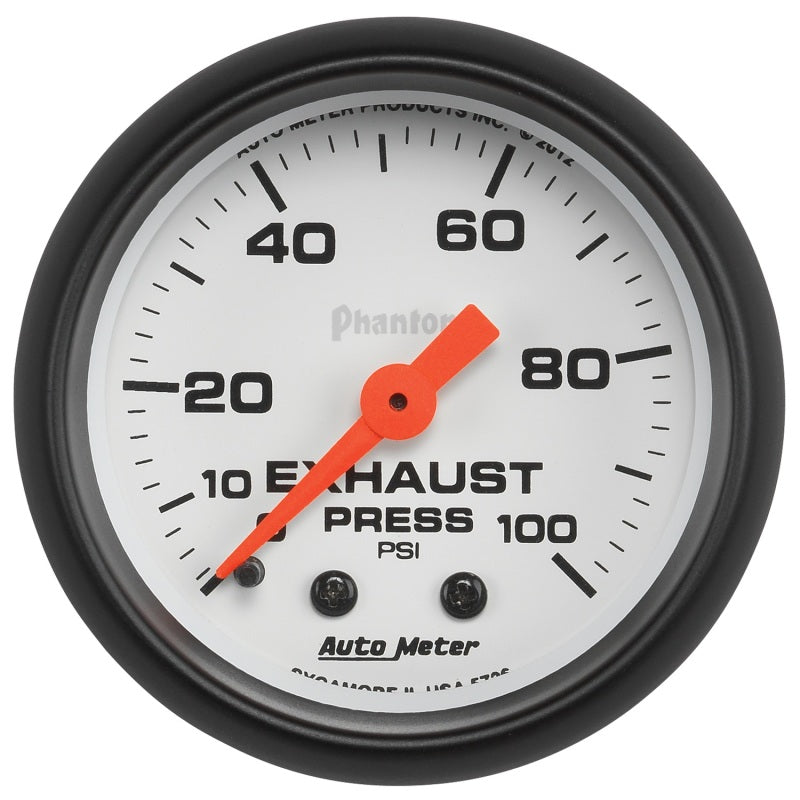 Autometer Phantom 2-1/16in 0-100 PSI Mechnical Exhaust (Drive) Pressure Gauge