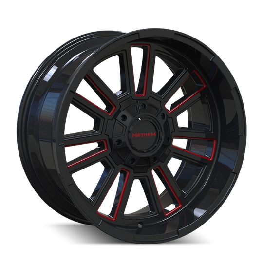 Mayhem 8115 Apollo 20x10 / 8x165.1 BP / -19mm Offset / 125.2mm Hub Black w/ Prism Red Wheel