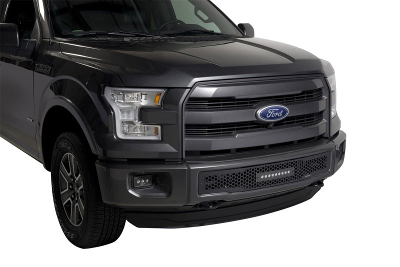 Putco 15-17 Ford F-150 - SS Black Punch Design w/ 10in Luminix Light bar Bumper Grille Inserts