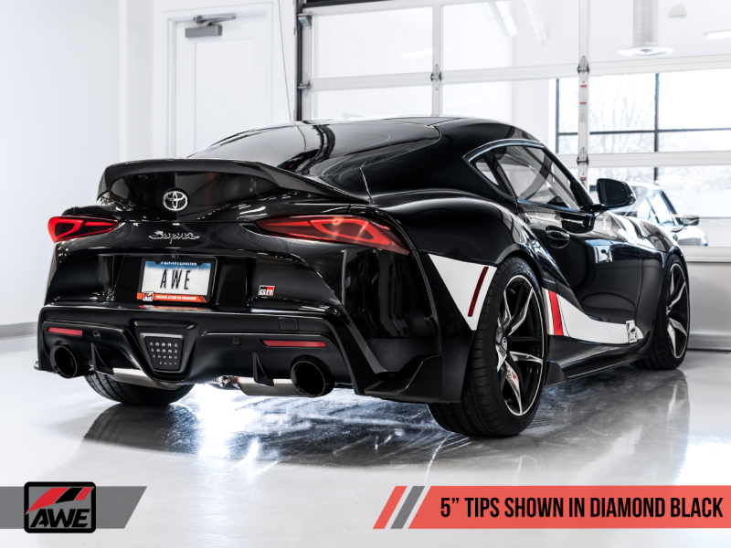 AWE 2020 Toyota Supra A90 Resonated Touring Edition Exhaust - 5in Diamond Black Tips