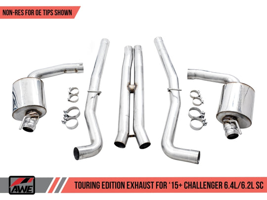 AWE Tuning 2015+ Dodge Challenger 6.4L/6.2L Non-Resonated Touring Edition Exhaust - Use Stock Tips