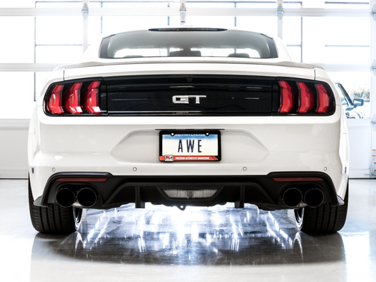 AWE Tuning 2018+ Ford Mustang GT (S550) Cat-back Exhaust - Touring Edition (Quad Diamond Black Tips)