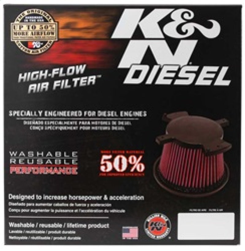 K&amp;N 2017 Ford F250 Super Duty V8-6.7L DSL Replacement Drop In Air Filter