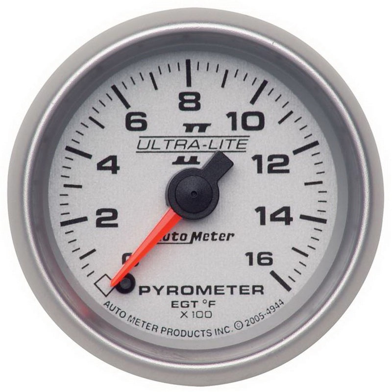 Autometer Ultra-Lite II 52mm 0-1600 Deg F Full Sweep Electric Pyrometer (EGT) Gauge