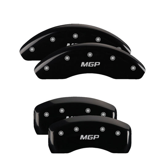 MGP 4 Caliper Covers Engraved Front & Rear Vtech Black finish silver ch