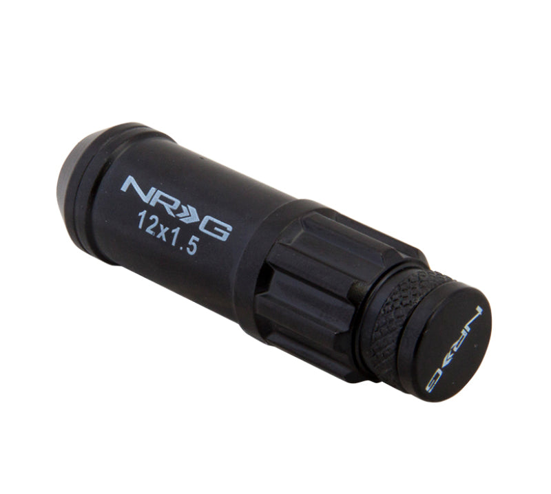 NRG 700 Series M12 X 1.5 Steel Lug Nut w/Dust Cap Cover Set 21 Pc w/Locks &amp; Lock Socket - Black