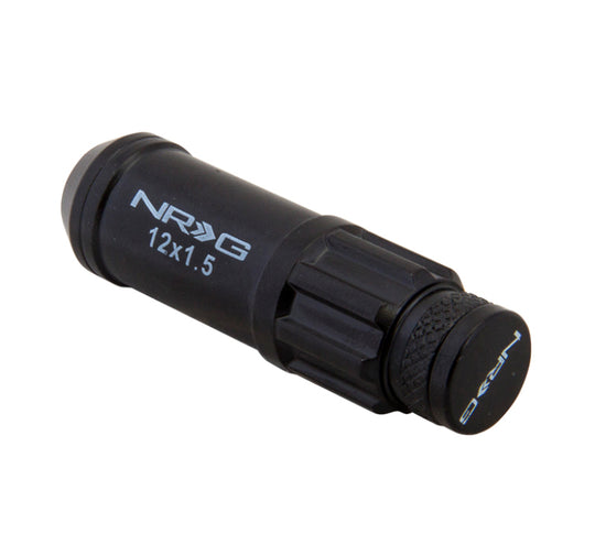 NRG 700 Series M12 X 1.5 Steel Lug Nut w/Dust Cap Cover Set 21 Pc w/Locks &amp; Lock Socket - Black