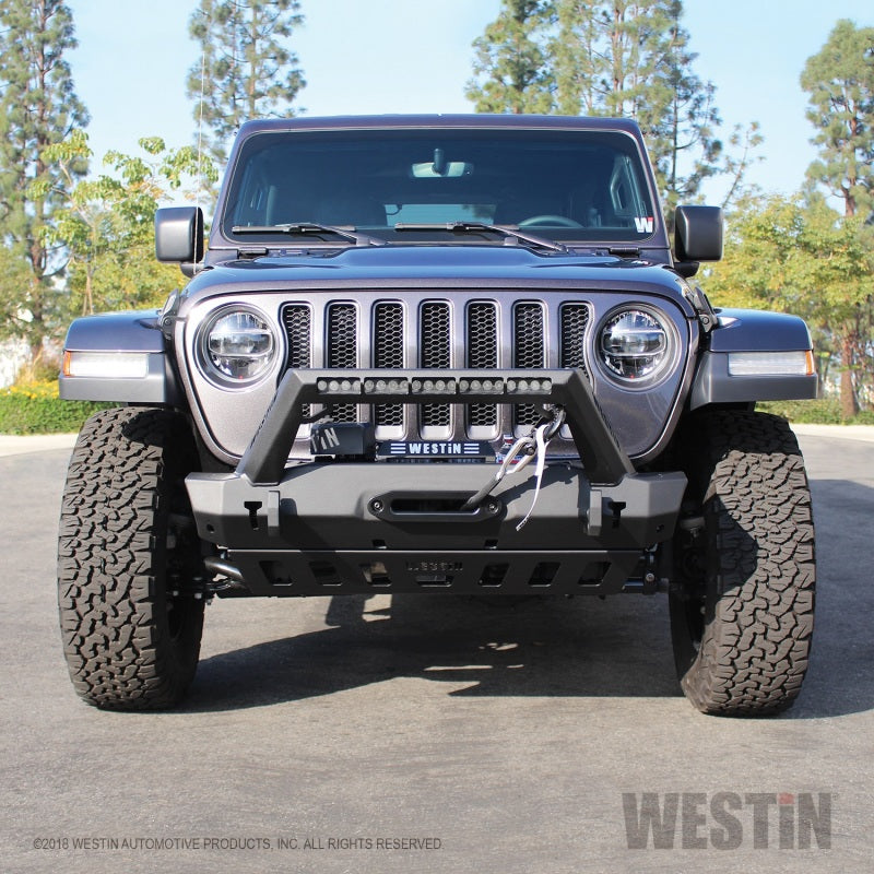 Westin 18-19 Jeep Wrangler JL Stubby Front Bumper - Textured Black