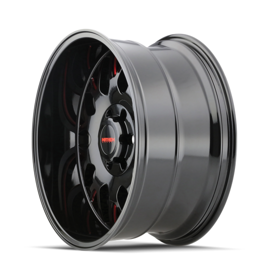 Mayhem 8110 Tripwire 20x9 / 8x165.1 BP / 18mm Offset / 130.8mm Hub Black w/ Prism Red Wheel