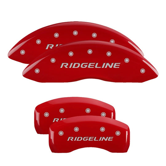 MGP 4 Caliper Covers Engraved Front & Rear RidgelineRed Finish Silver Char 2017 Honda Ridgeline