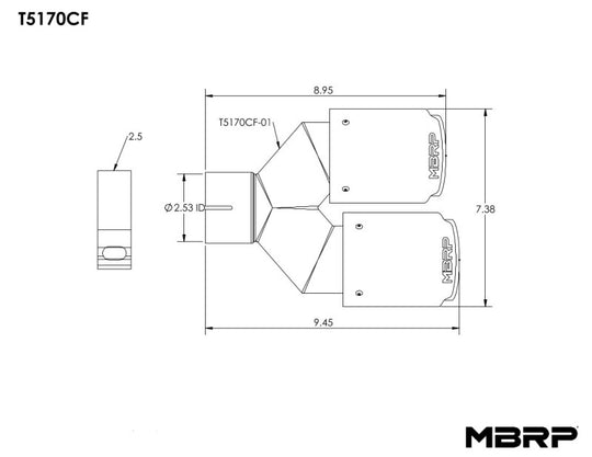 MBRP Universal Carbon Fiber Dual Tip 3.5in OD/2.5in Inlet