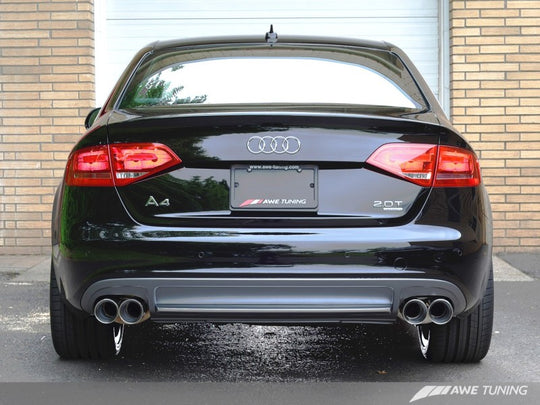 AWE Tuning Audi B8 A4 Touring Edition Exhaust - Quad Tip Polished Silver Tips - Does Not Fit Cabrio