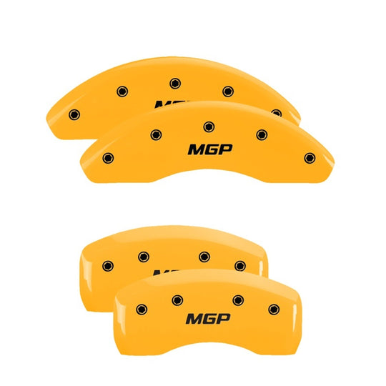 MGP 4 Caliper Covers Engraved Front & Rear MGP Yellow Finish Black Characters 2018 Toyota Camry