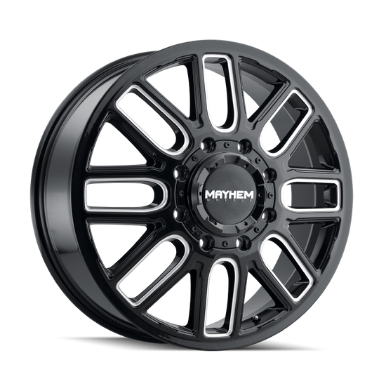 Mayhem 8107D Cogent Dually 20x8.25/8x165.1 BP/115mm Offset/121.3mm Hub Black w/ Milled Spokes Wheel