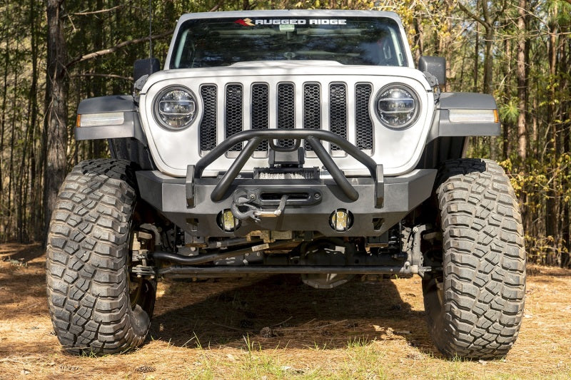 Rugged Ridge HD Bumper Stubby Front 07-18 Jeep Wrangler JK 18-20 Jeep Wrangler JL 2020 JT