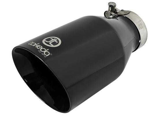 aFe Takeda 409 SS Clamp-On Exhaust Tip 2.5in. Inlet / 4.5in. Outlet / 9in. L - Black