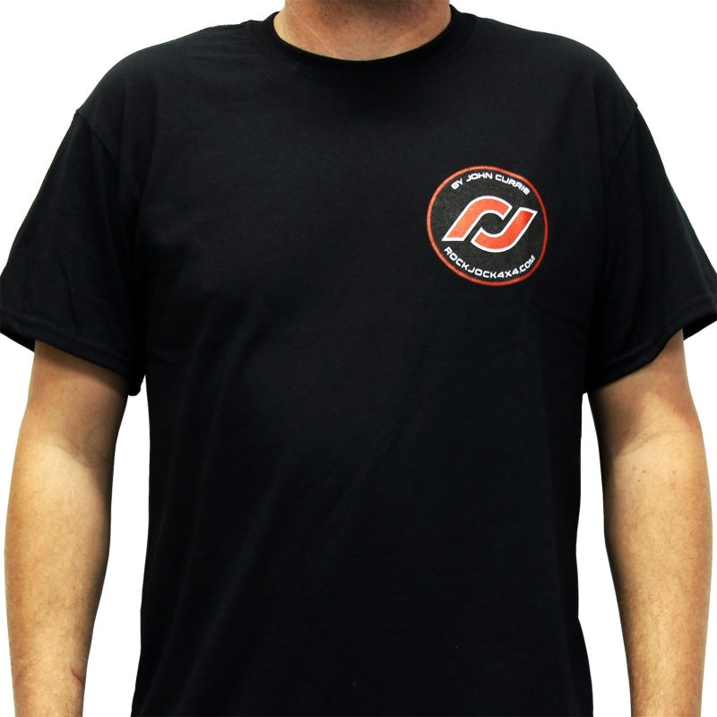 RockJock T-Shirt w/ Patch Logo on Front and Large Logo on Back Black Medium