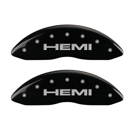 MGP 4 Caliper Covers Engraved Front & Rear Hemi Black finish silver ch