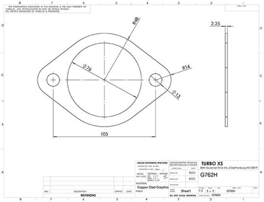 Turbo XS 2-Bolt High Temperature Exhaust Gasket 76mm/3in ID (Single)