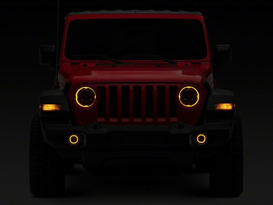 Raxiom 18-23 Jeep Wrangler JL Axial Series 9-In Angel Eye LED Headlights- Blk Housing (Clear Lens)