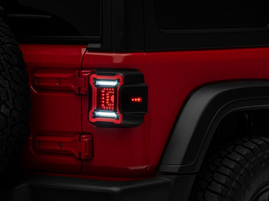 Raxiom 18-22 Jeep Wrangler JL Axial Series Plateau LED Tail Lights- Black Housing (Smoked Lens)