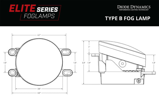 Diode Dynamics Elite Series Type B Fog Lamps - Yellow (Pair)