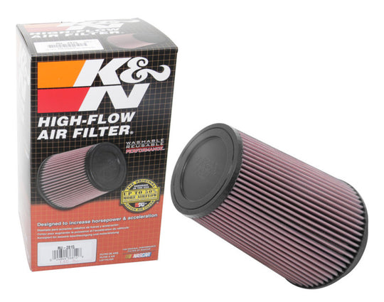 K&amp;N Universal Clamp-On Air Filter 5in FLG / 6-1/2in B / 4-3/8in T / 8-3/4in H