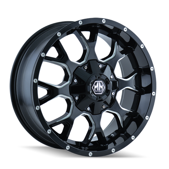 Mayhem 8015 Warrior 17x9 / 5x114.3 BP / 18mm Offset / 87mm Hub Black w/ Milled Spokes Wheel