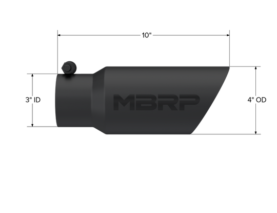 MBRP Universal Tip 4in OD 3in Inlet 10in Length Dual Wall Angled End Black