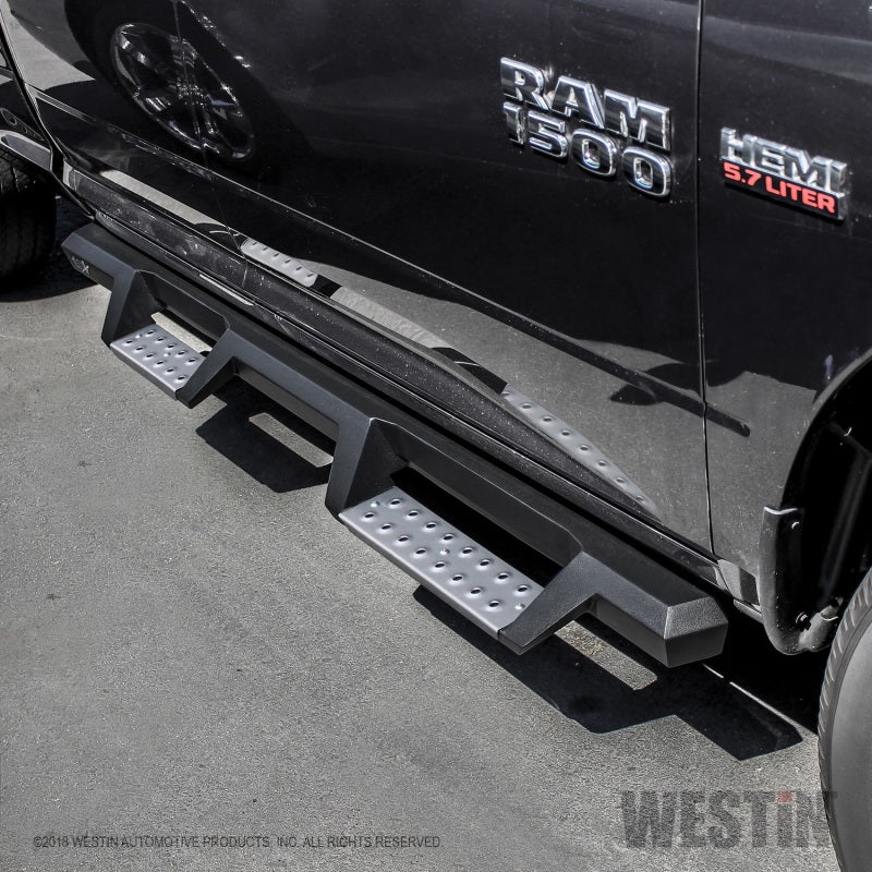 Westin 09-18 RAM 1500 Quad Cab HDX Stainless Drop Nerf Step Bars - Tex. Blk