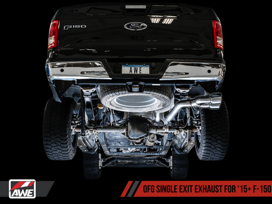 AWE Tuning 2015+ Ford F-150 0FG Single Exit Performance Exhaust System w/4.5in Chrome Silver Tips