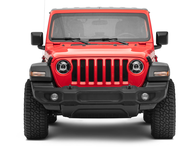 Raxiom 18-22 Jeep Wrangler JL/ JT 9-Inch LED Headlights w/ DRL and Halo- Black Housing (Clear Lens)