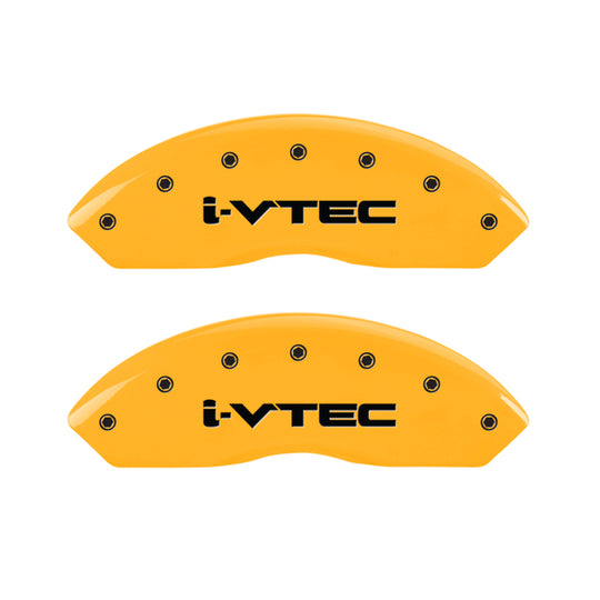 MGP 4 Caliper Covers Engraved Front & Rear I-Vtec Yellow Finish Black Char 2007 Honda Accord