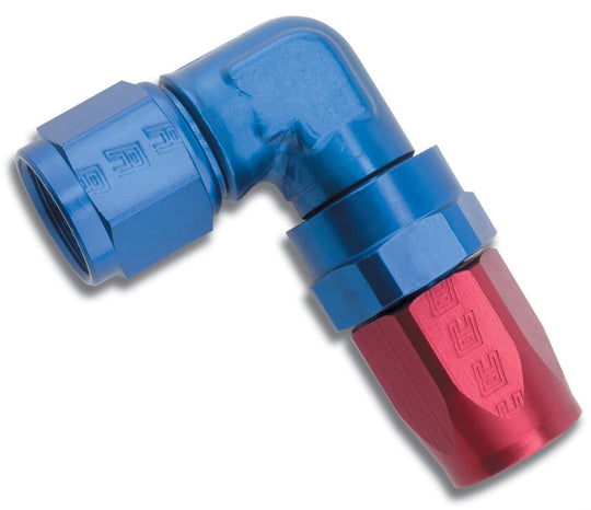 Russell Performance -12 AN Red/Blue 90 Degree Forged Aluminum Swivel Hose End