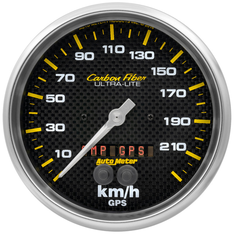 Autometer Carbon Fiber 5in. 0-225 KM/H (GPS) Speedometer Gauge