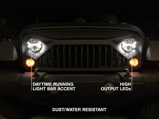 Raxiom07-18 Jeep Wrangler JK LED Halo Projector Headlights- Chrome Housing (Clear Lens)