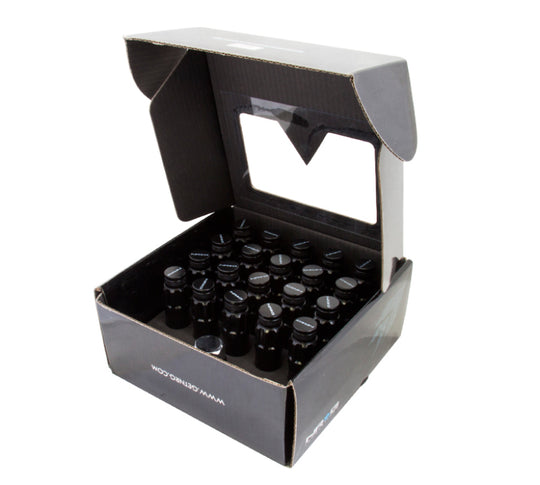 NRG 700 Series M12 X 1.5 Steel Lug Nut w/Dust Cap Cover Set 21 Pc w/Locks &amp; Lock Socket - Black
