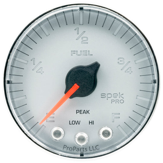 Autometer Spek-Pro Gauge Fuel Level 2 1/16in 0-270 Programmable Slvr/Chrm